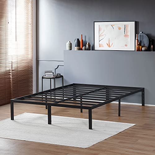 PrimaSleep 18 Inch Heavy Duty Steel Slat Bed Frame, Full, Black P73898