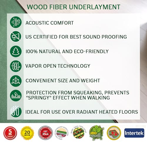 Wood Fiber Flooring Underlayment 3mm 40 Sq Ft for Laminate Vinyl Hardwood M70132