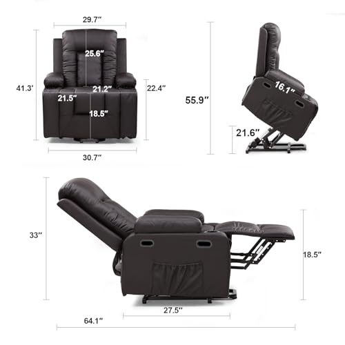 COMHOMA Power Lift Recliner Chair for Elderly Adults with Massage & Heat, Brown J661097