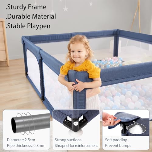 Baby Playpen Large Play Yard with Door for Toddlers, Grey I276