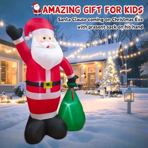 8 FT Christmas Inflatable Santa Claus with Gift Box for Yard Outdoor Decor B4648