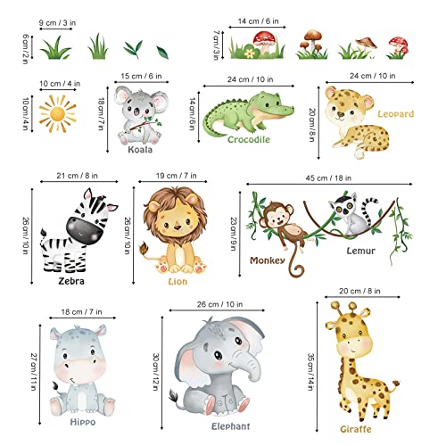 Forest Baby Animals Wall Decals Elephant Lion Giraffe Nursery Decor D34251