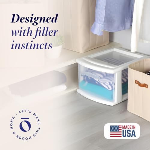 HOMZ 2-Pack 1-Drawer Storage Cart, Clear Plastic, White Frame Y898