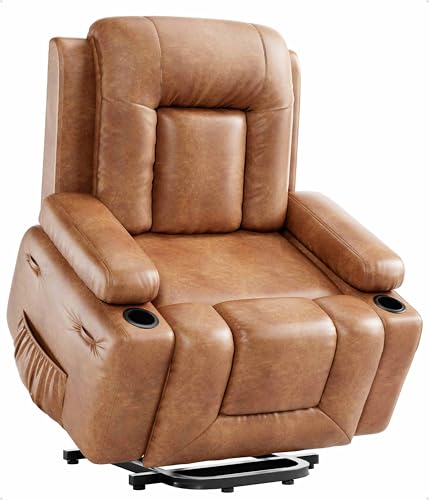 GarveeHome Power Lift Recliner Chair with Heat and Massage, Faux PU, for Elderly I162