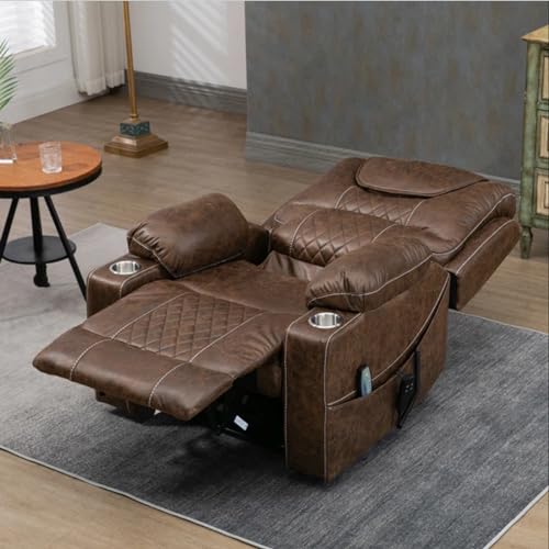 Lift Chair Recliner with Massage and Heat, Heavy Duty for Seniors, Brown V12888