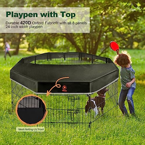 PJYuCien Dog Playpen - Metal Foldable Exercise Pen with Bottom Pad for Small Medium Pets C352