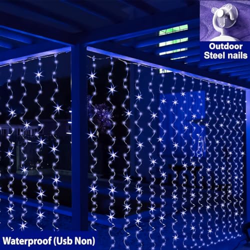 ZSJWL 2 Pack Curtain Lights, 300 LED Warm White with Remote, 9.8 × 9.8 Ft for Bedroom Window G2485