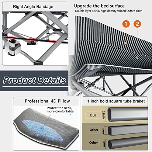 ABORON Oversized Folding Camping Cot for Adults, Double Layer 1200D, with Mat & Carrying Bag S2407