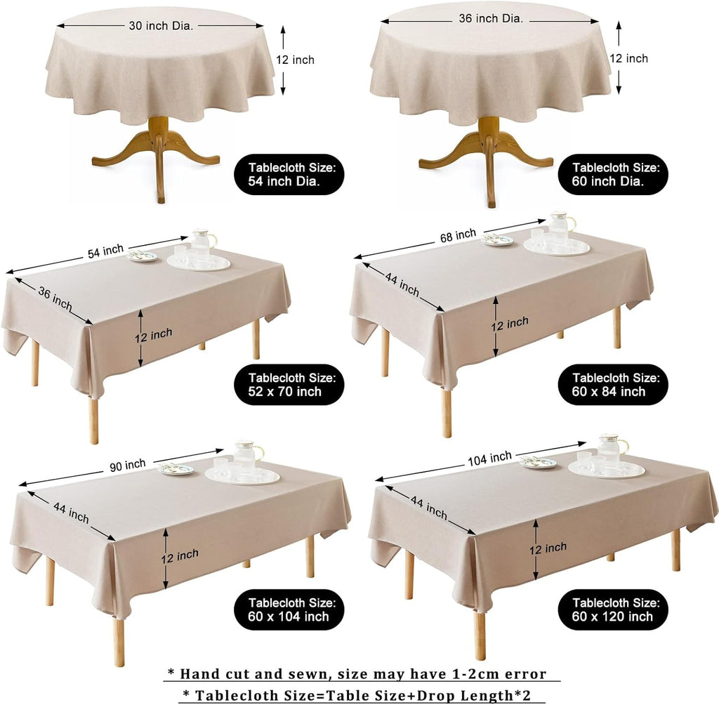 Textured 50 Inch Round Waterproof Tablecloth for Dining Tables G204731
