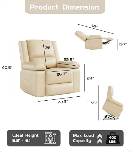 GarveeHome Power Lift Recliner Chair with Heat and Massage, Faux PU, for Elderly I162