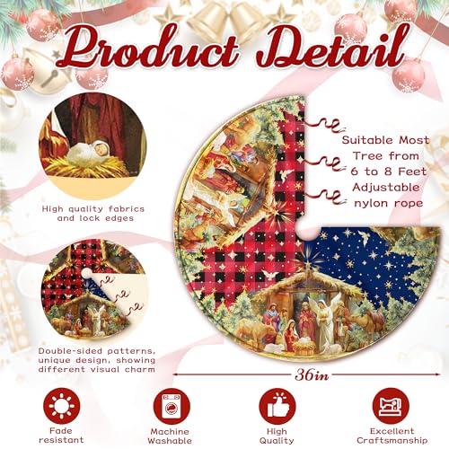 Christmas Tree Skirt 36 Inch with Snowman Reindeer Santa Snowflake L183244