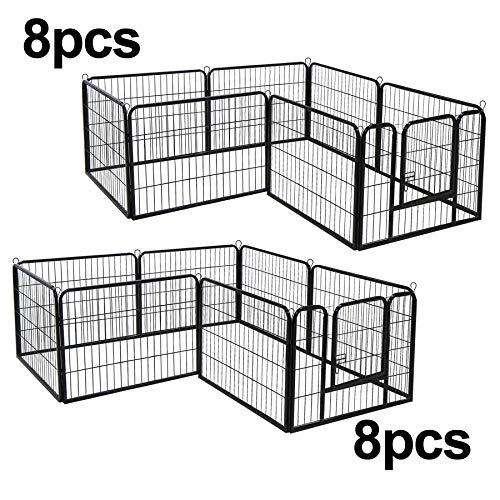 LEMY 16 Panels 32 in Metal Pet Playpen with Door, Black N86004
