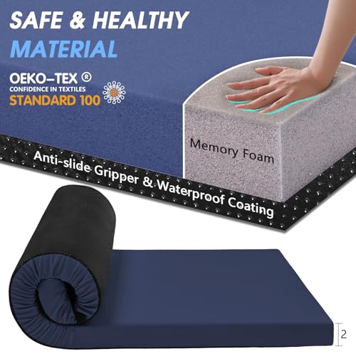 CYMULA Camping Cot Mattress 2in Memory Foam Sleeping Pad for Adults, Portable Roll Up Travel Pad R569502