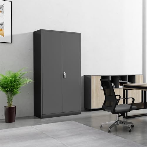 Metal Storage Cabinet 72" Locking with 2 Doors and 4 Shelves F9397