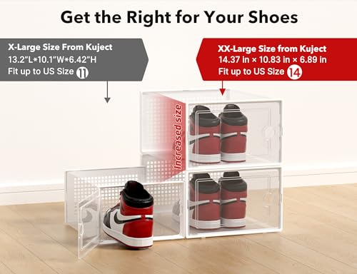 Kuject X-Large Clear Plastic Stackable Shoe Storage Boxes, 12 Pack, Blue Y142131