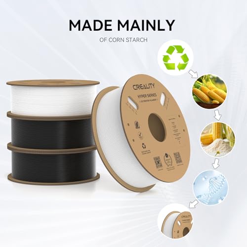 Creality Hyper PLA Filament 1.75mm High Speed 3D Printer Filament, 4 Pack 1kg Spool, Black & White K3786