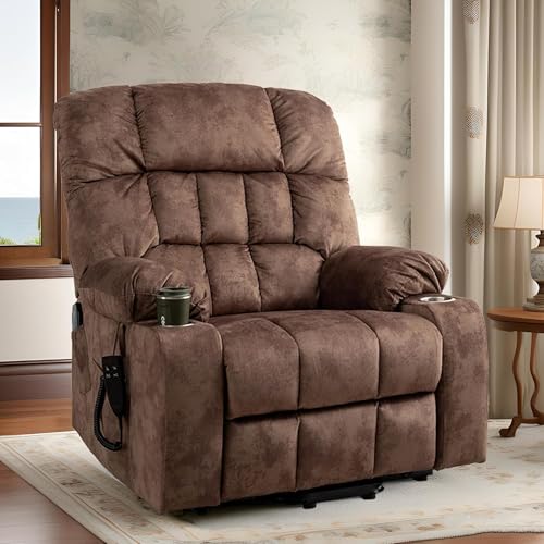 Lift Chair Recliner with Massage and Heat, Heavy Duty for Seniors, Brown V12888
