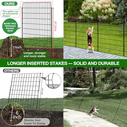 10 Panels Garden Fencing Animal Barrier, 33in x 24ft Rustproof Dog Fence W482439