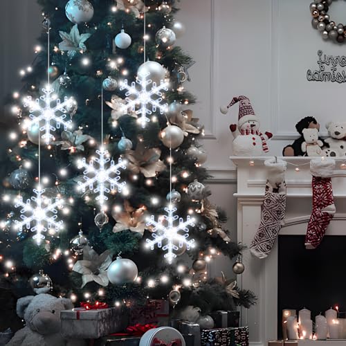 5Pack Christmas Window Lights Snowflake LED with Timer Battery Powered U214