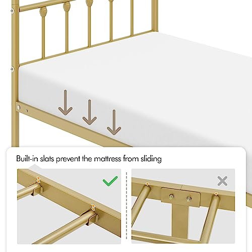 Yaheetech Classic Metal Platform Bed Frame with Victorian Headboard, Full Size Black T81083