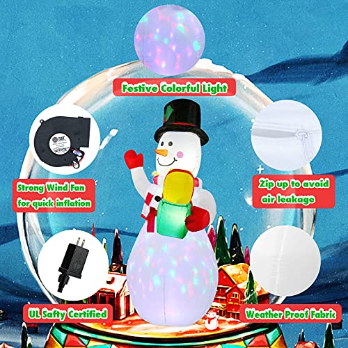 5ft Inflatable Snowman with Rotating LED Lights for Christmas Outdoor Decor S354
