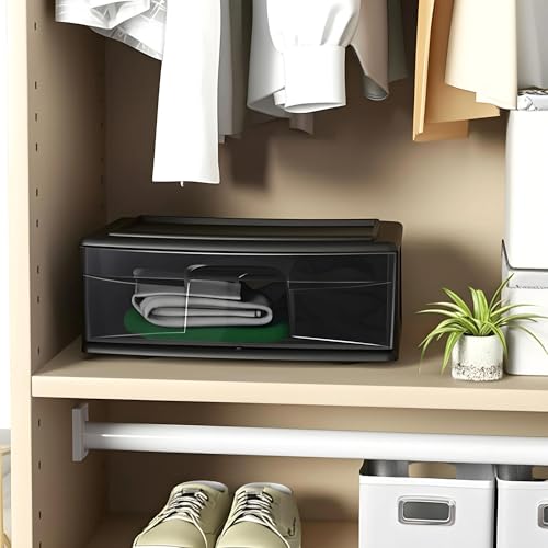 HOMZ 2-Pack 1-Drawer Storage Cart, Clear Plastic, White Frame Y898