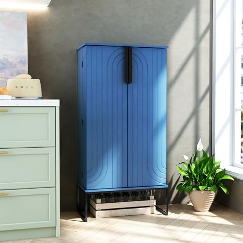 ARTPOWER 46" Blue Pantry Cabinet with Adjustable Shelves B794396