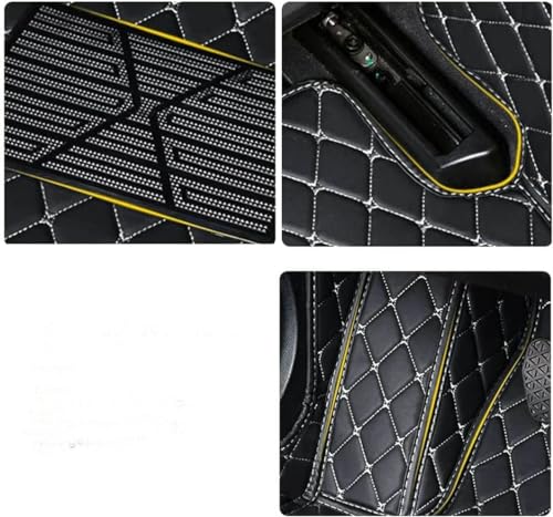 Custom Fit All-Weather Leather Car Floor Mats for Cars SUVs Sports Cars (Black with Green Bar) K366630