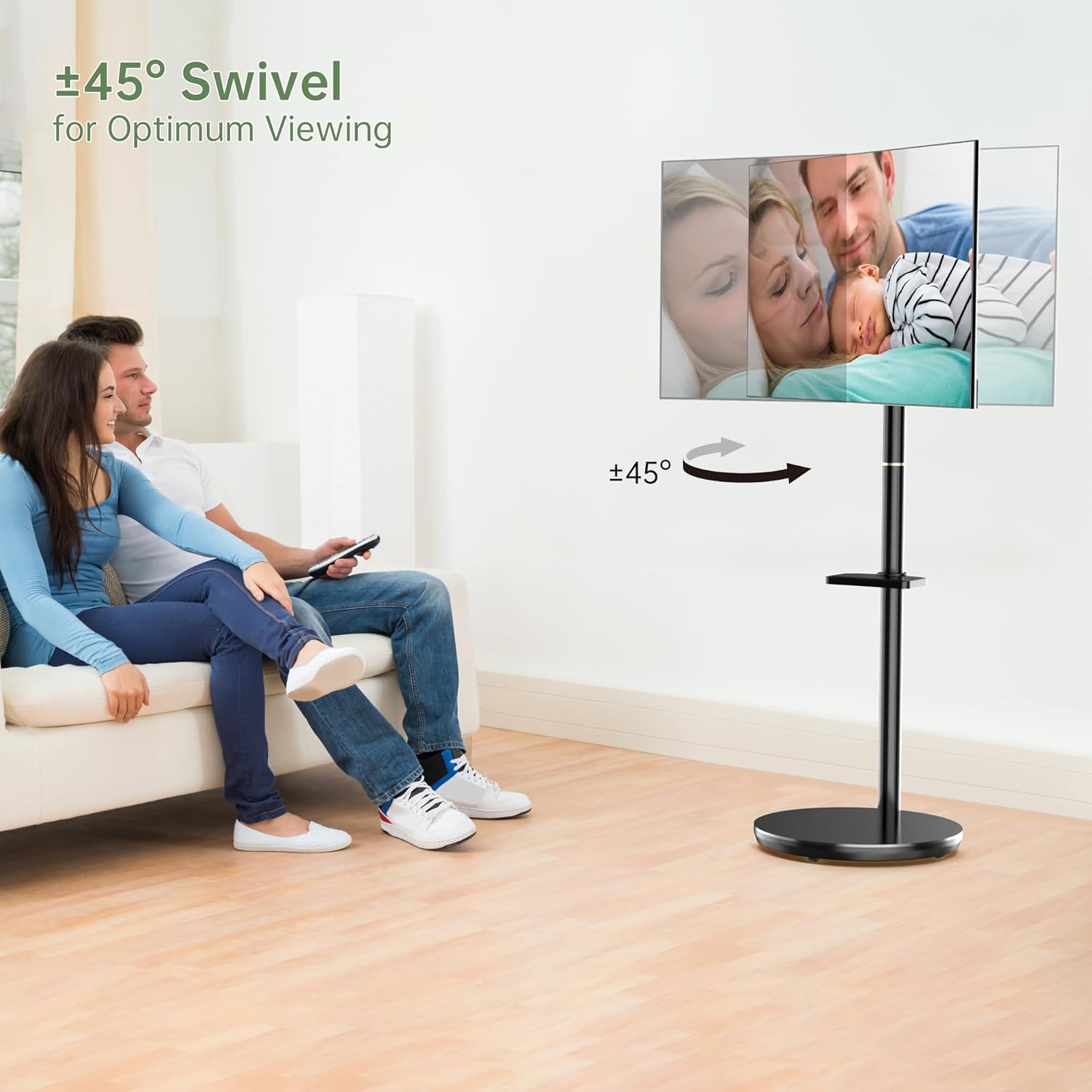 Rolling TV Stand for 13-49 Inch Screens, Height Adjustable, Black I6453