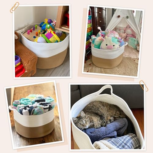 INDRESSME Large Cotton Rope Storage Basket with Handles, 90L Grey R37552