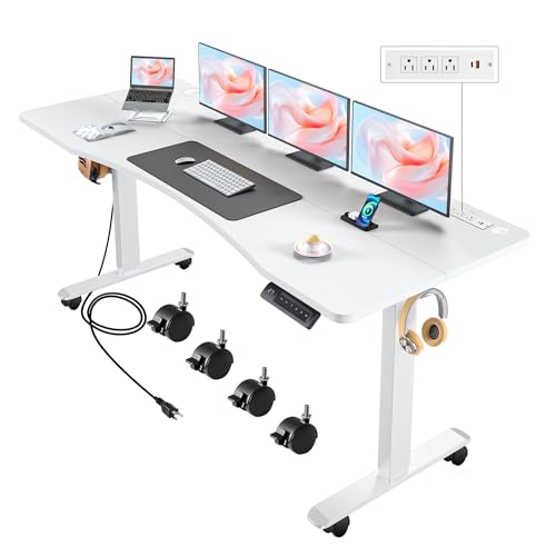 Electric Standing Desk with Charging Station, Oak W842676
