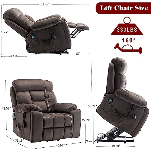 Power Lift Chair Recliner with Massage and Heat for Adults, Dual Motor H2507