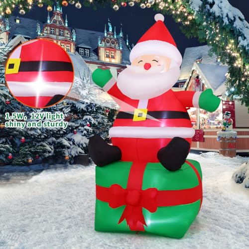 COMIN 7 FT Christmas Inflatables Santa with Built-in LEDs for Outdoor Yard U919
