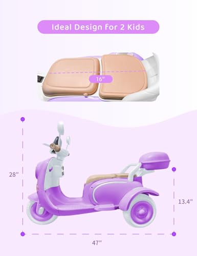Kids Electric Motorcycle 3-Wheel 12V Ride On Scooter for Girls Ages 3-6 Pink Z596