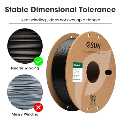 eSUN PLA Basic Filament 1.75mm, 3D Printer Filament, 1KG Spool, Black B3638