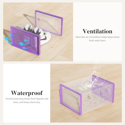 Kuject X-Large Clear Plastic Stackable Shoe Storage Boxes, 12 Pack, Blue Y142131