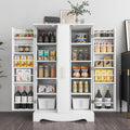 47” Kitchen Pantry Cabinet with Drawer, Pantry Storage Cabinet with Adjustable Shelves, White Kitchen Pantry Storage Cabinet, Buffet Cupboards Sideboard for Home Office Use