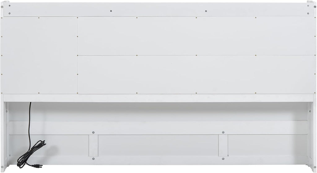 Twin Size Daybed with Storage Bookcases and USB Charging Station, White G546