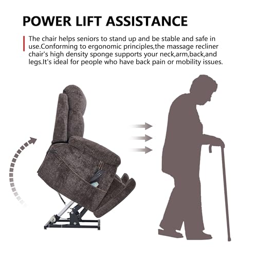 Power Lift Chair Recliner with Massage and Heat for Adults, Dual Motor H2507
