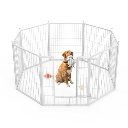 HealSmart Dog Playpen Indoor 32" Height 8 Panels for Small/Medium Dogs, Black J454
