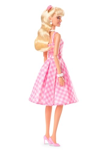 Barbie The Movie Doll Margot Robbie Collectible in Pink Gingham Dress D492