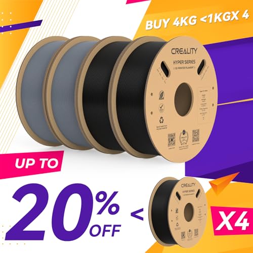 Creality Hyper PLA Filament 1.75mm High Speed 3D Printer Filament, 4 Pack 1kg Spool, Black & White K3786