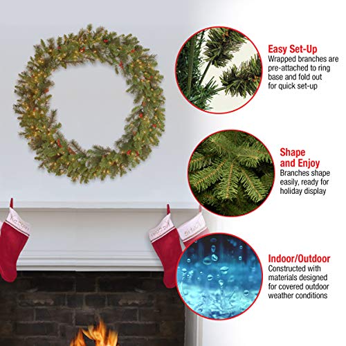National Tree Company 30 in Pre-Lit Crestwood Spruce Artificial Christmas Wreath with Clear Lights G9281
