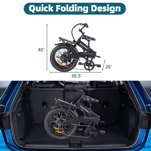 Folding Electric Bike for Adults, 20" Fat Tire, 374Wh Battery R9608