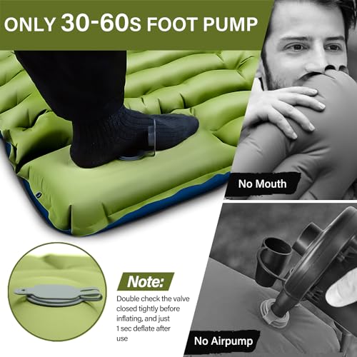 Yuzonc Ultralight Camping Sleeping Pad with Built-in Pillow and Foot Pump H28268