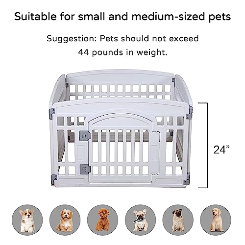 Pet Playpen for Dogs Heavy Plastic Exercise Pen Indoor Outdoor Folding Cage 6 Panels White L83956