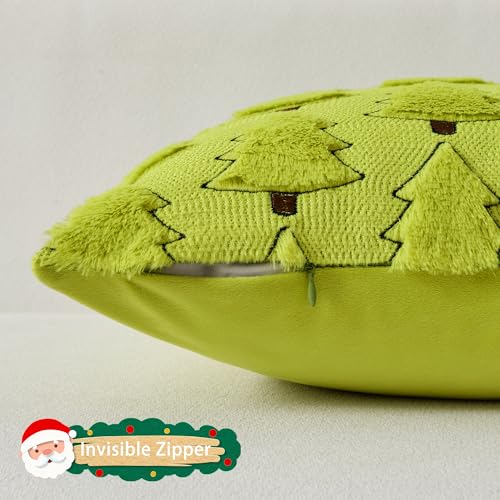 UGASA Star Christmas Decorative Pillow Covers 18x18 Inch Set of 2 Dark Green Q9265