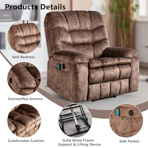 Phoenix Home Power Lift Chair Recliner with Massage and Heat, Green Grey C249534