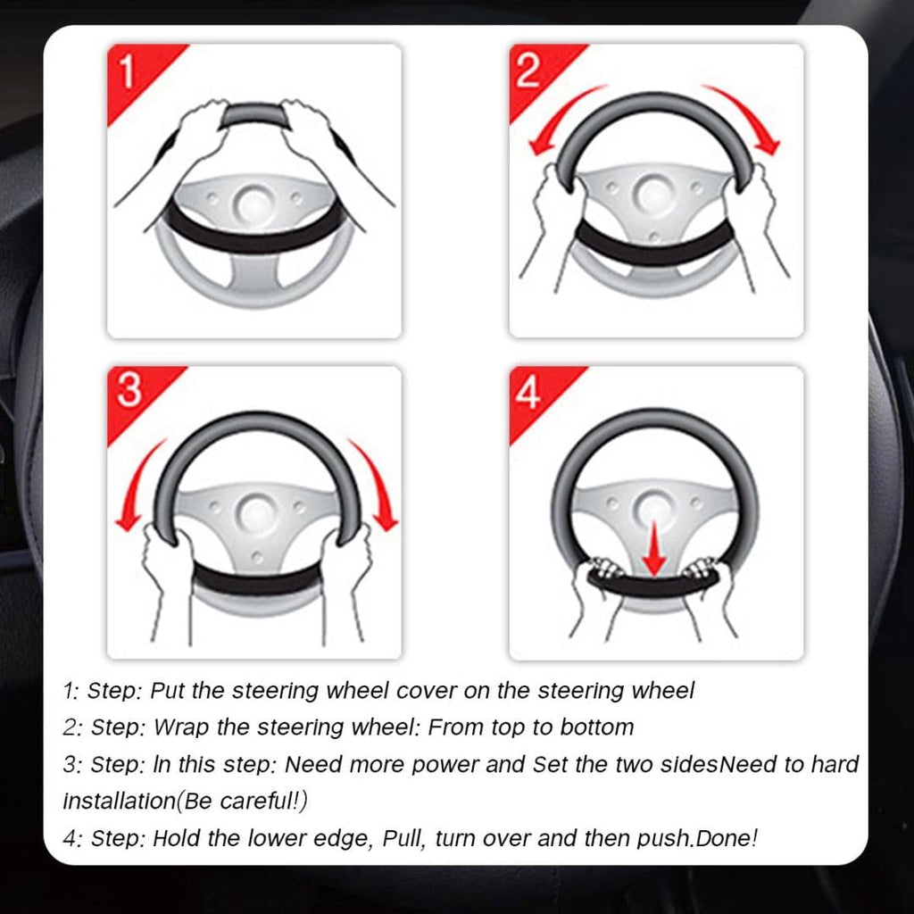 Leather Car Steering Wheel Cover, Anti-Slip, 14.5-15 Inch, Beige R3569