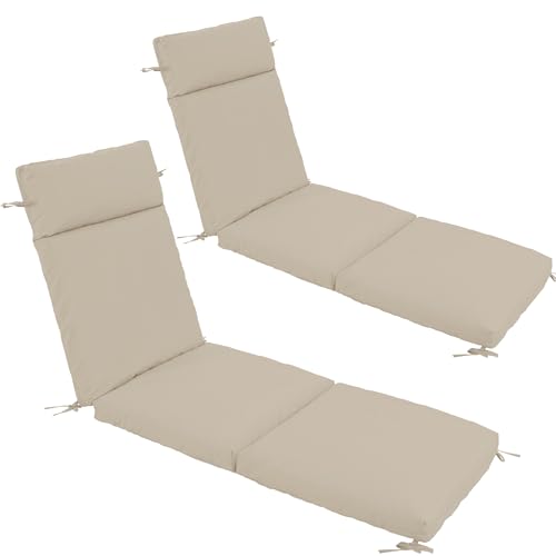 Chaise Lounge Cushion 72x21x3 Inch Set of 2 Outdoor Patio Cream B783089